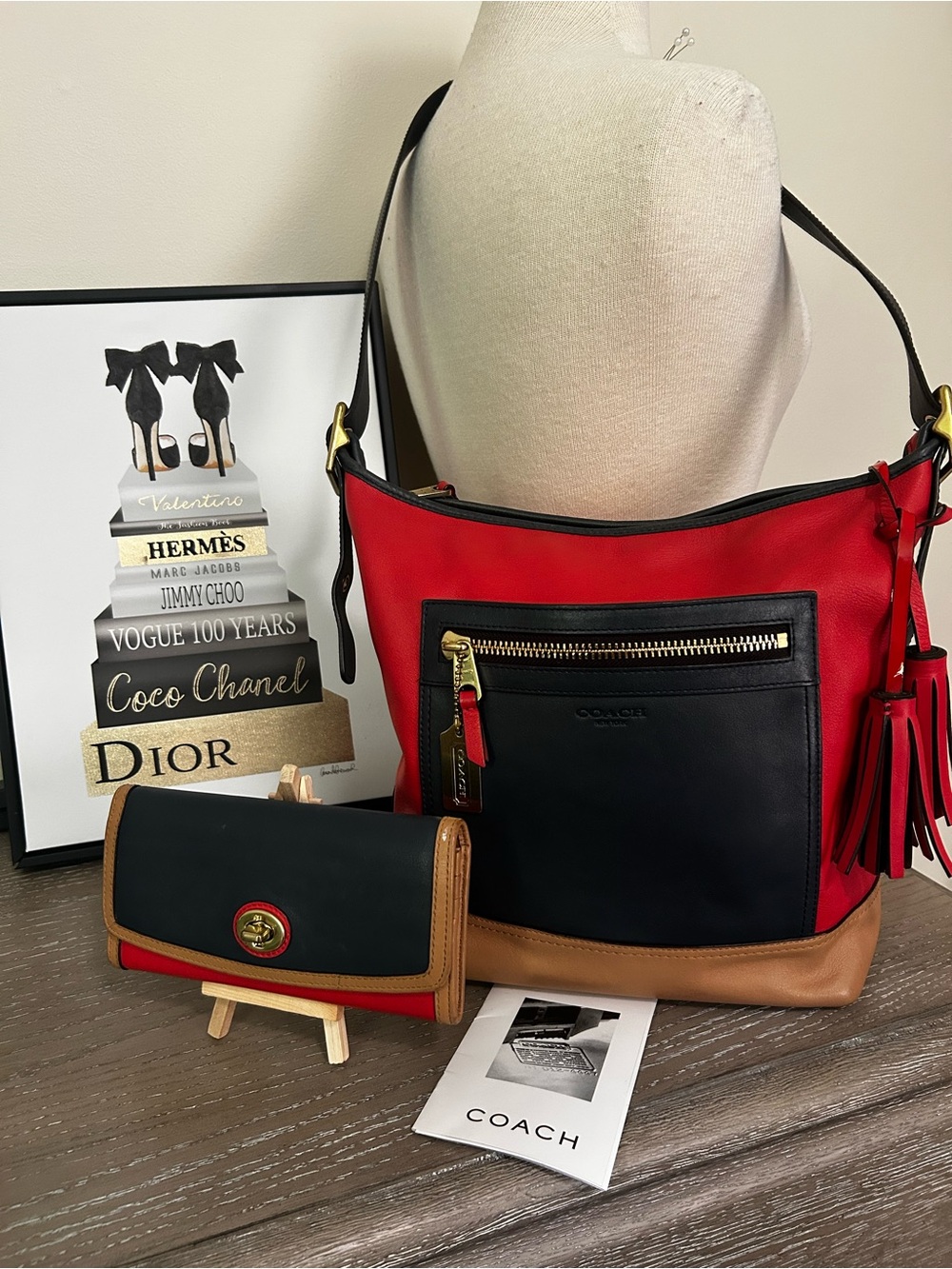 Coach Legacy Colorblock Leather Crossbody Bucket Bag, Matching Wallet, Vintage